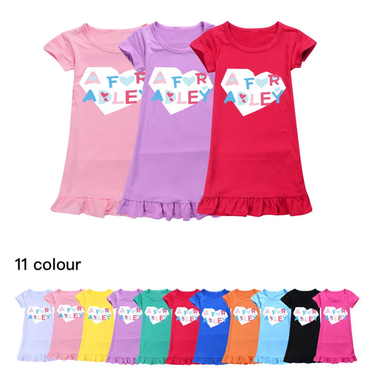 Camisón de niña de verano con dibujos animados A PARA ADLEY, vestido de pijama para niños, vestido de noche para adolescentes, camisón para niñas, ropa para niños