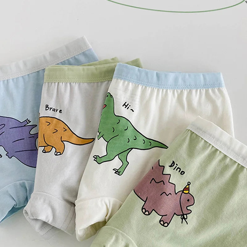 Baby Boys Girls Underwear Children Cartoon Dinosaur Cotton Flat Corner Underwear Kids Four Seasons Shorts for 3T 4T 5T 6T 7T 8T