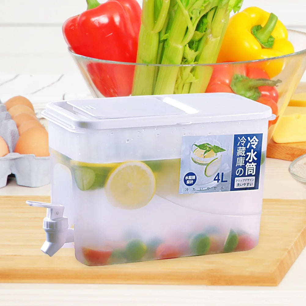 4L Refrigerator Cold Kettle Multifunction with Faucet Fridge Water Container Large Capacity Fridge Water Jug for Kitchen Fridge