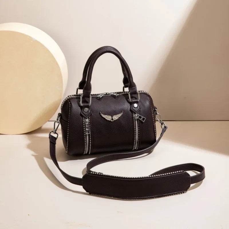 Famous design zipper women's crossbody bag, fashionable women's chain shoulder bag, modern trendy style handbag