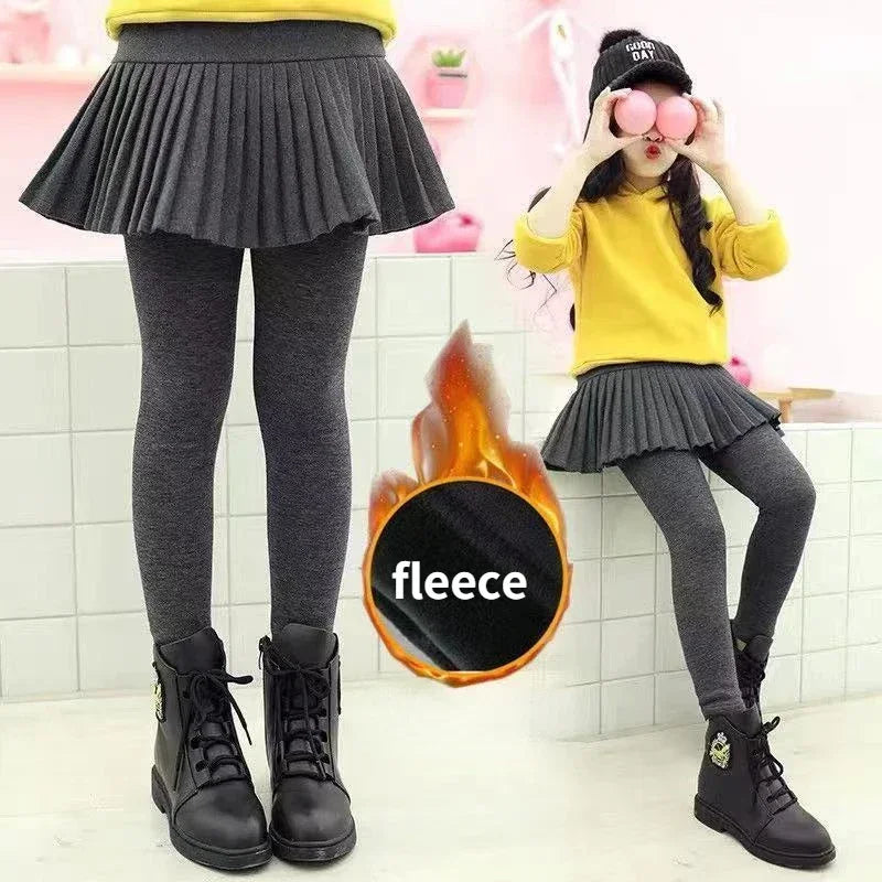 Girls Leggings Kids Autumn Winter Pants Tight for Girls False Two Pieces Culotte Children Skirt-pants Trousers 10 12 13 Years