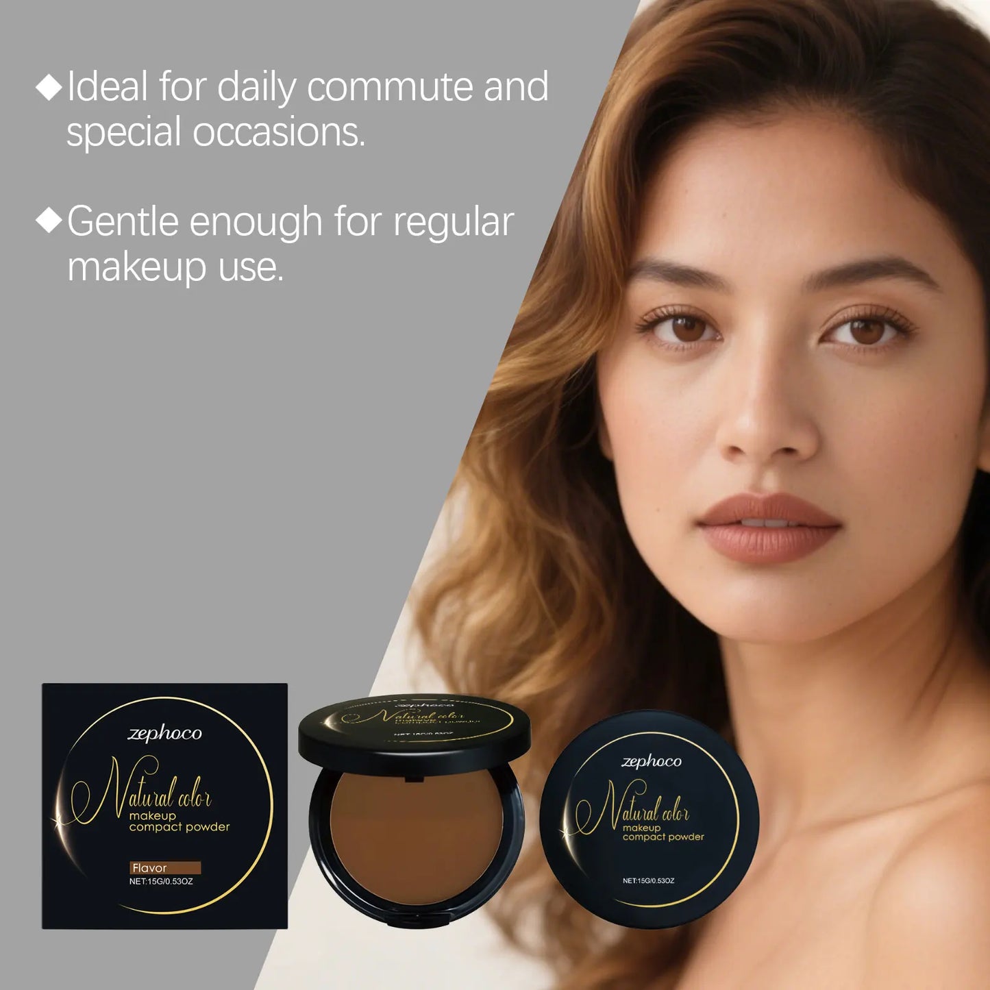 Oil Control Pressed Powder Matte Setting Long Lasting Three-Color Foundation Powder Dark Skin Natural Makeup Compact Powder