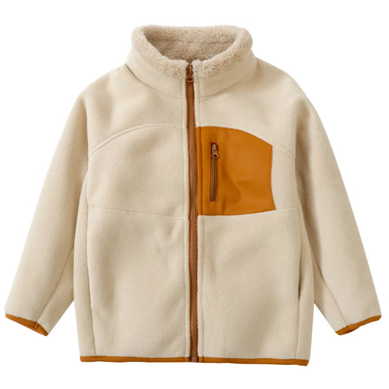 Children's Fall Winter Jacket Fleece Thick Teenage Boys Girls Outerwear Warm Windproof Soft Cozy Fur Coats for Kids 4-18 Years