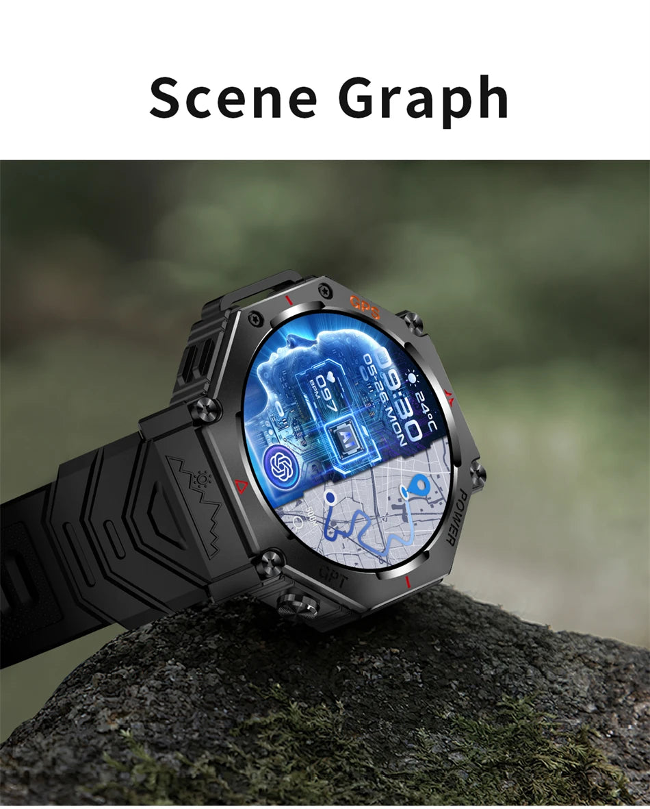 2025 New ChatGPT AI assistant Smart Watch 5ATM Waterproof GPS Built-in Dual-band GNSS Compass Sport Smartwatch Men Woman