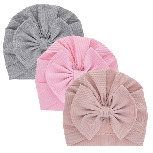 Accesorios Bebé niña algodón turbante gran lazo sombrero niño niños cabeza envoltura recién nacido gorro color sólido gorro infantil gorra 0-2T