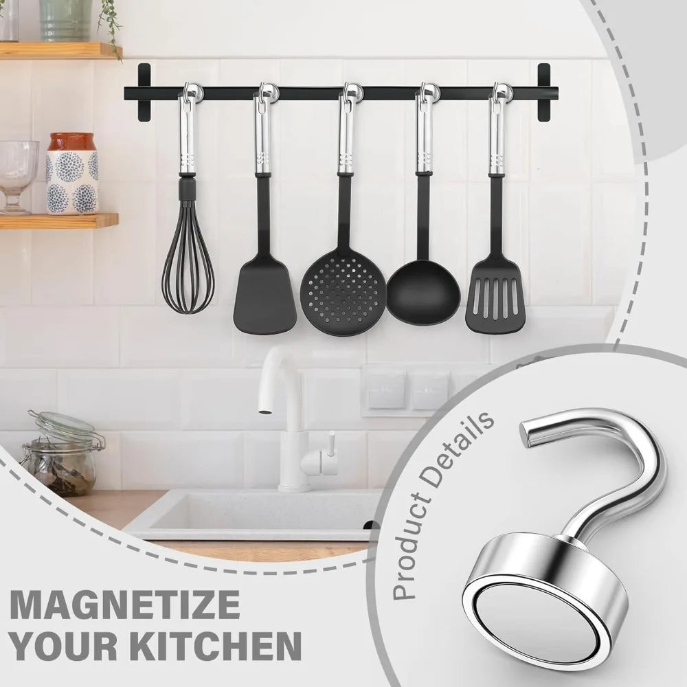 8 Pack Magnetic Hooks Heavy Duty 30 LB Neodymium Magnets for Cruise Cabin Kitchen Office Towel Curtain Fridge Hanging