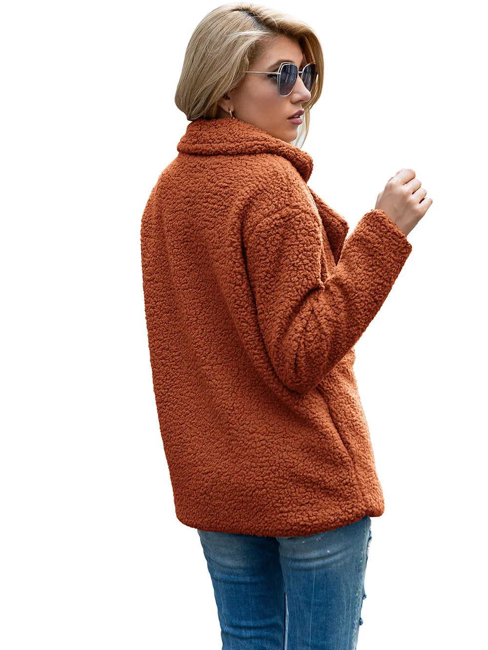 Elegant Faux Fur Cardigan Cashmere Women Coat Autumn Winter Warm Solid Women Jackets Plush Overcoat Casual Teddy Outerwear 22942