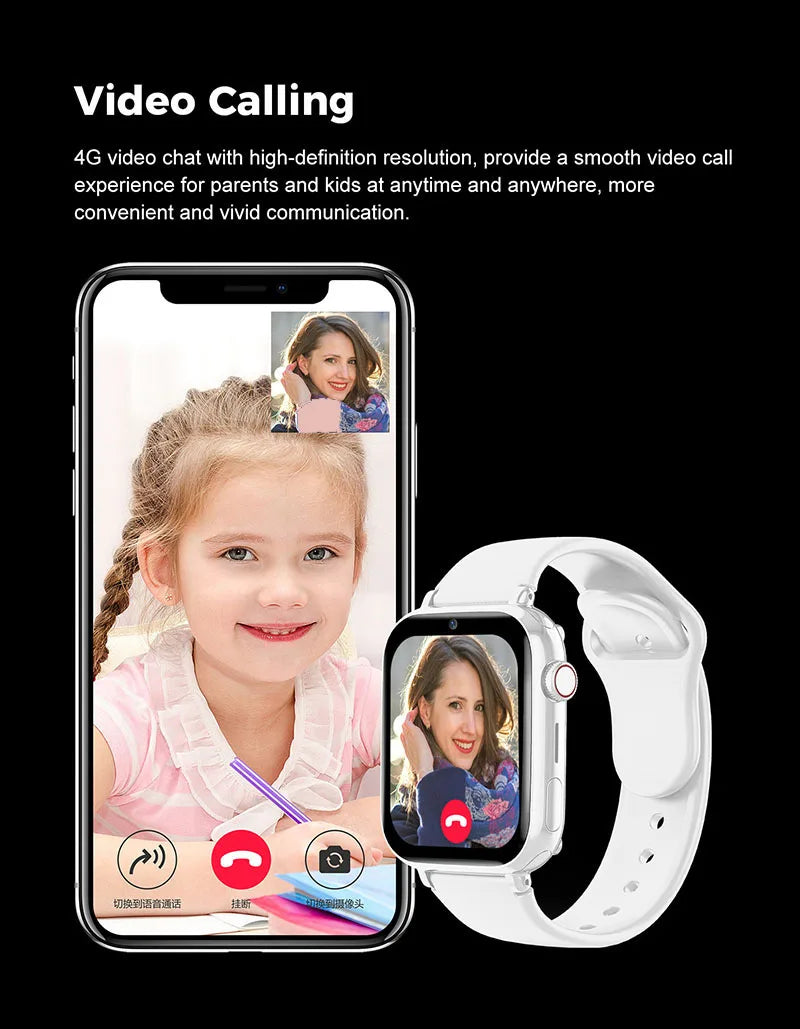 4G Smart Watch Kids SOS GPS Location Tracker Sim Card Video Call WiFi Chat Camera Flashlight Waterproof Smartwatch For Children