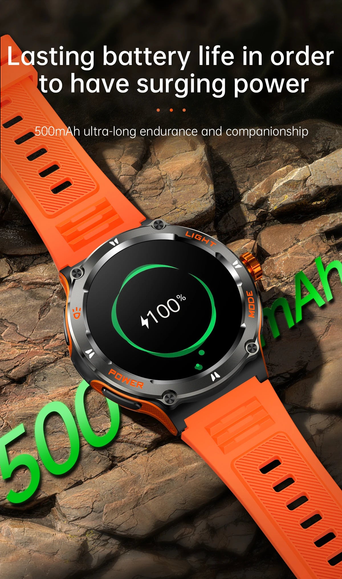 High End Military Smart Watch Men 2024 3ATM Waterproof LED Flashlight Original Design Sports Watches With Compass 500mAh Battery