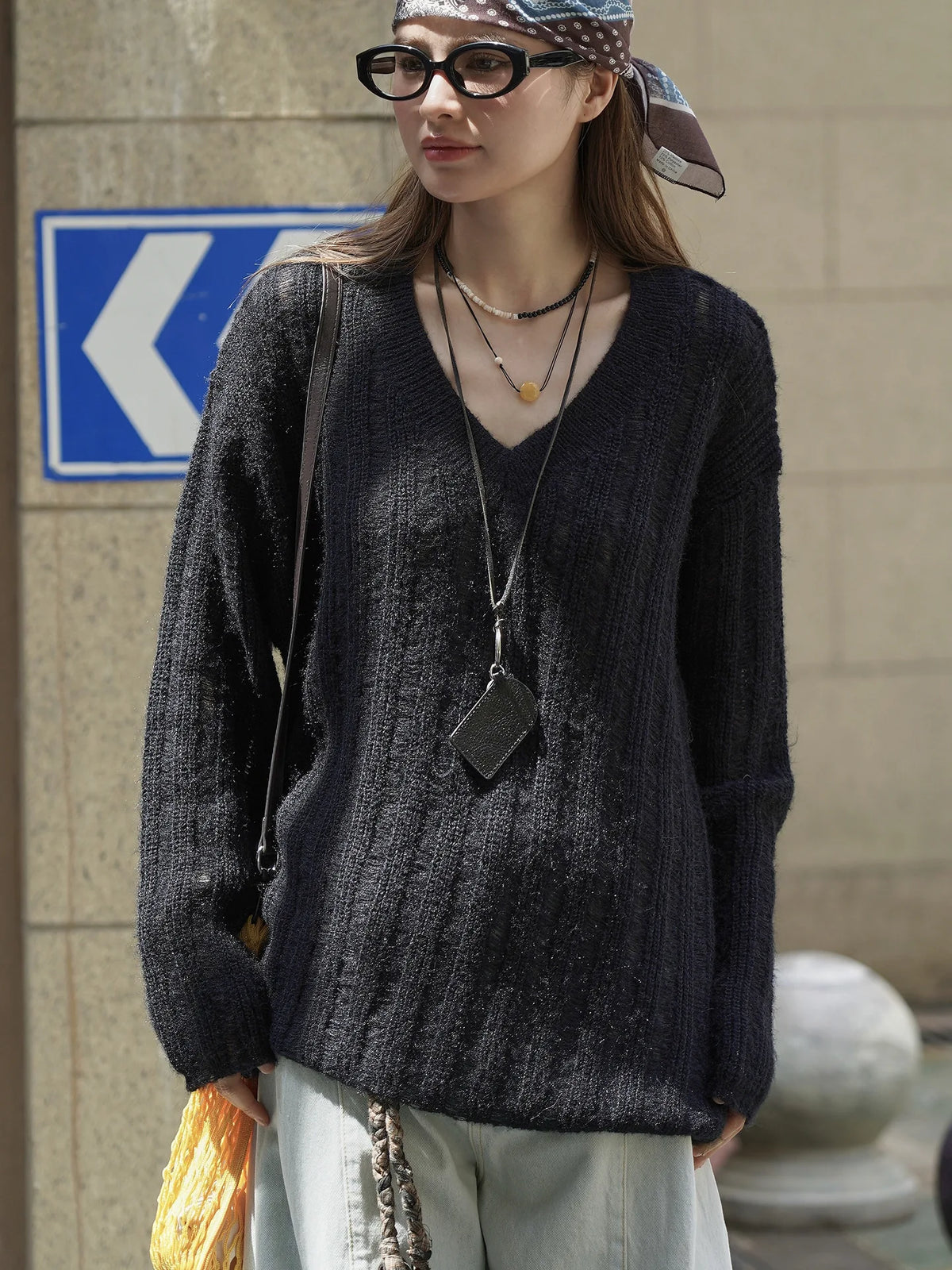 2026 New Women Soft Material Pullovers V-Neck Autumn Women Sweater Clothes Knitted Pullovers Long Sleeve Sweater Pull Femme