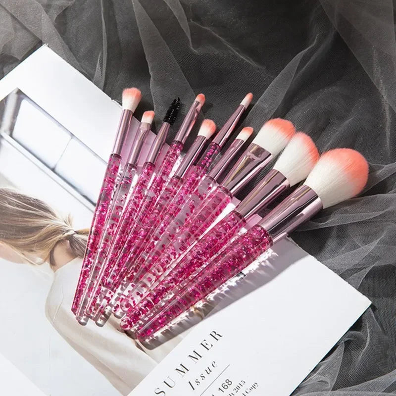 10PCS Makeup Brushes Set Eyeshadow Brush Angled Eyeliner Brush Fan Lash Brush Loose Powder Brush Makeup Tools