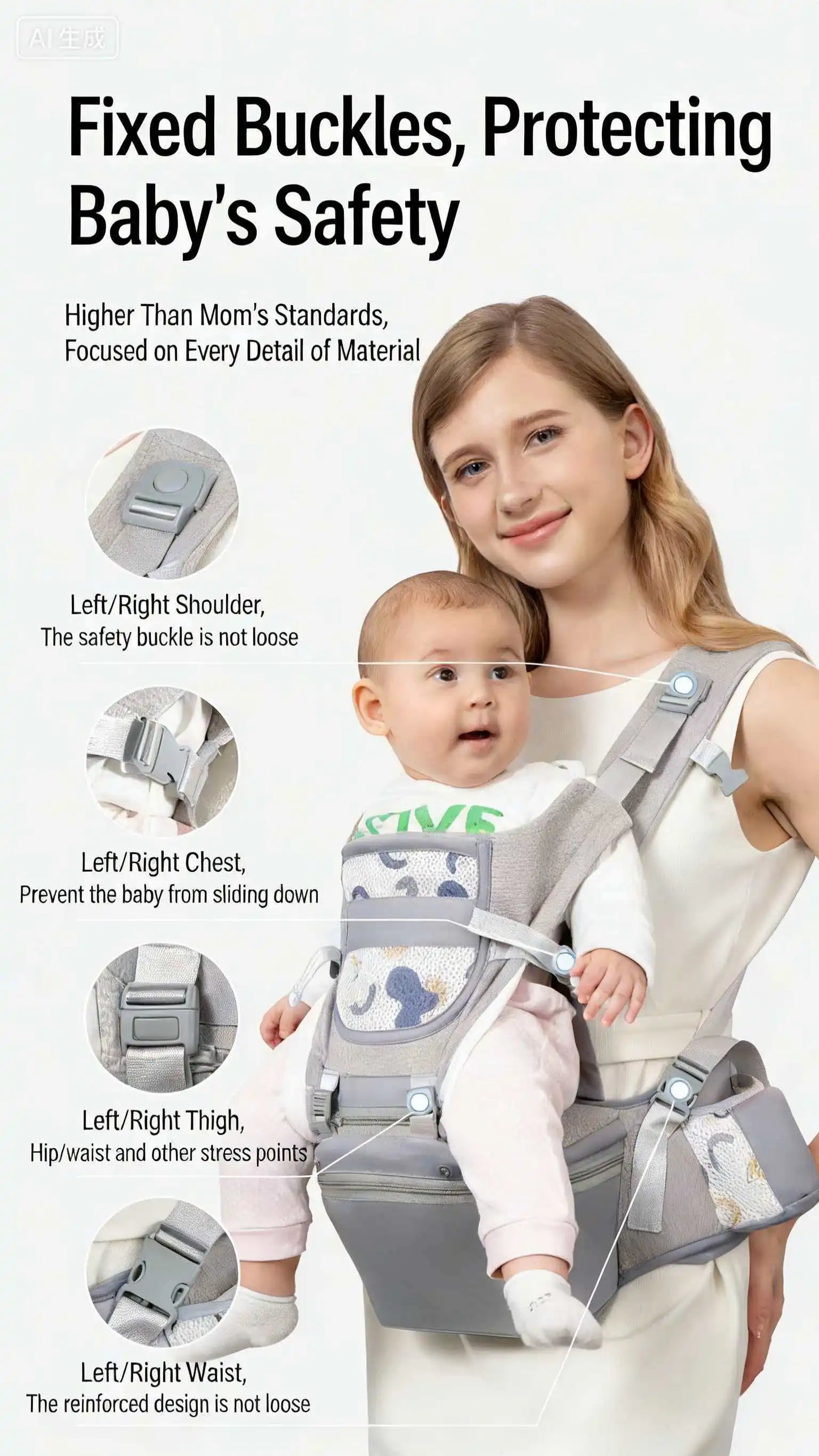 Newborn 2026 Ergonomic Baby Carrier Backpack Infant Baby Hipseat Carrier Front Facing Ergonomic Kangaroo Baby Wrap Sling Travel