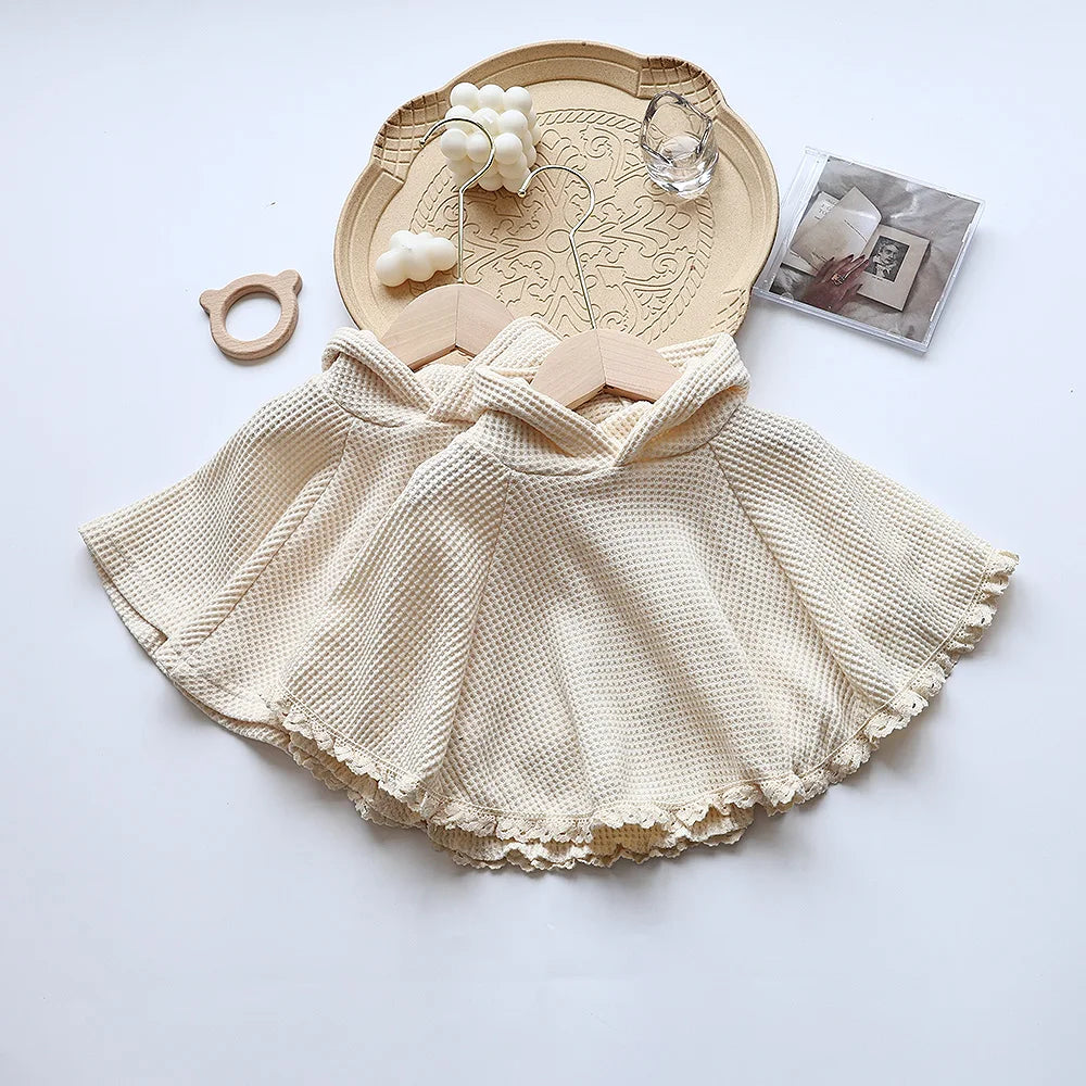 MILANCEL Baby Clothes Waffle Girls Coat Cute Baby Cloak Newborn Lace Cloak