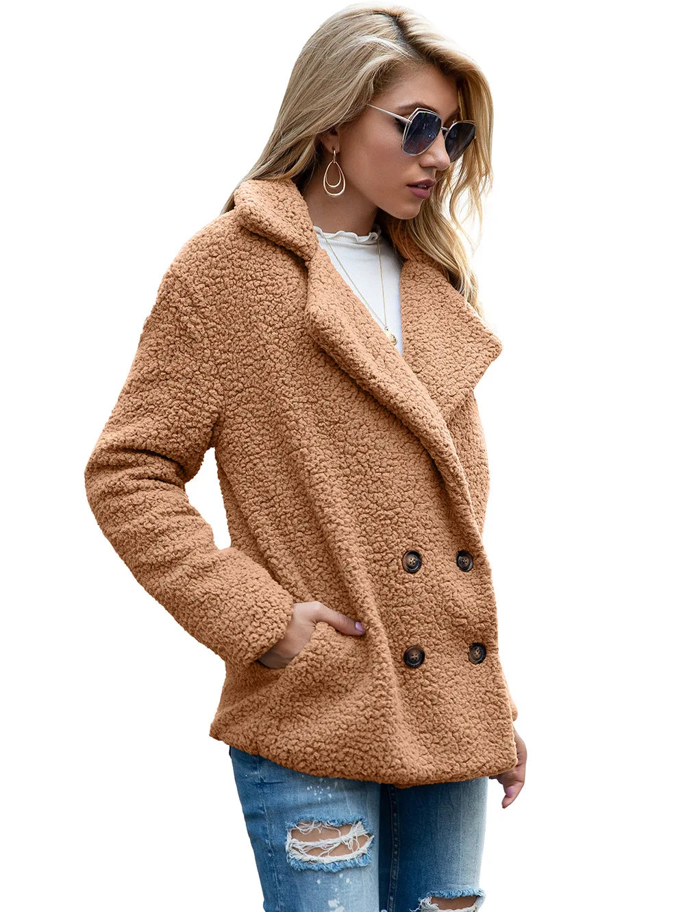 Elegant Faux Fur Cardigan Cashmere Women Coat Autumn Winter Warm Solid Women Jackets Plush Overcoat Casual Teddy Outerwear 22942