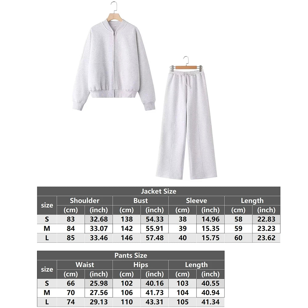 Tracksuits Set Woman 2024 Winter Cotton Solid Women's Suits Wide Baggy Pants Sportswear Women Sweater 2 Piece Set Women Outfits
