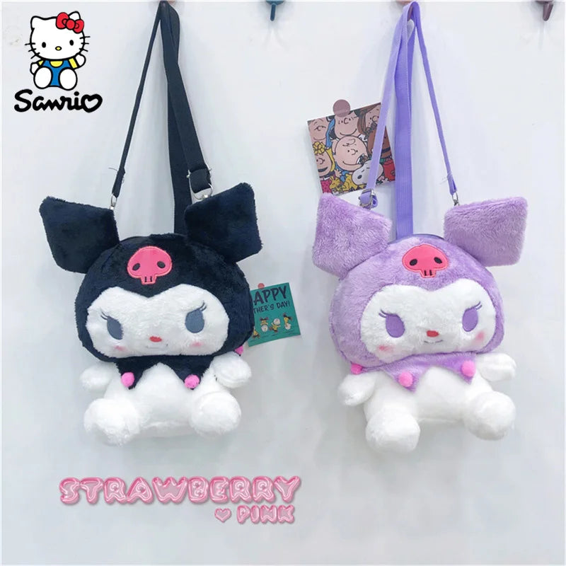 Sanrio Plush Bag Cartoon Anime Kuromi Backpack Plushies Kawaii Stuffed Plush Shoulder Bag Messenger Bag For Girls Children Gifts