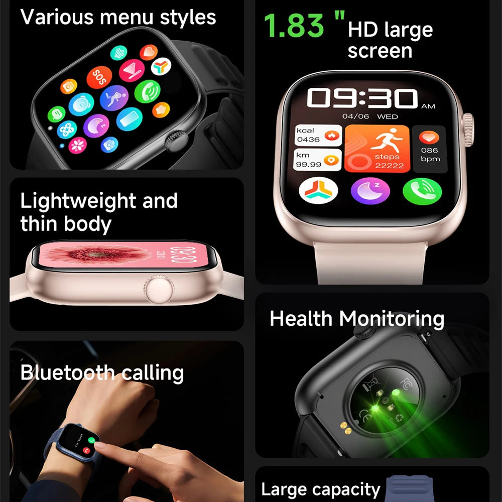 Smartwatch For Men Women Sports Call Smart Watch Fitness Tracker Heart Rate Monitor Custom Dial Watches Heart Rate Waterproof