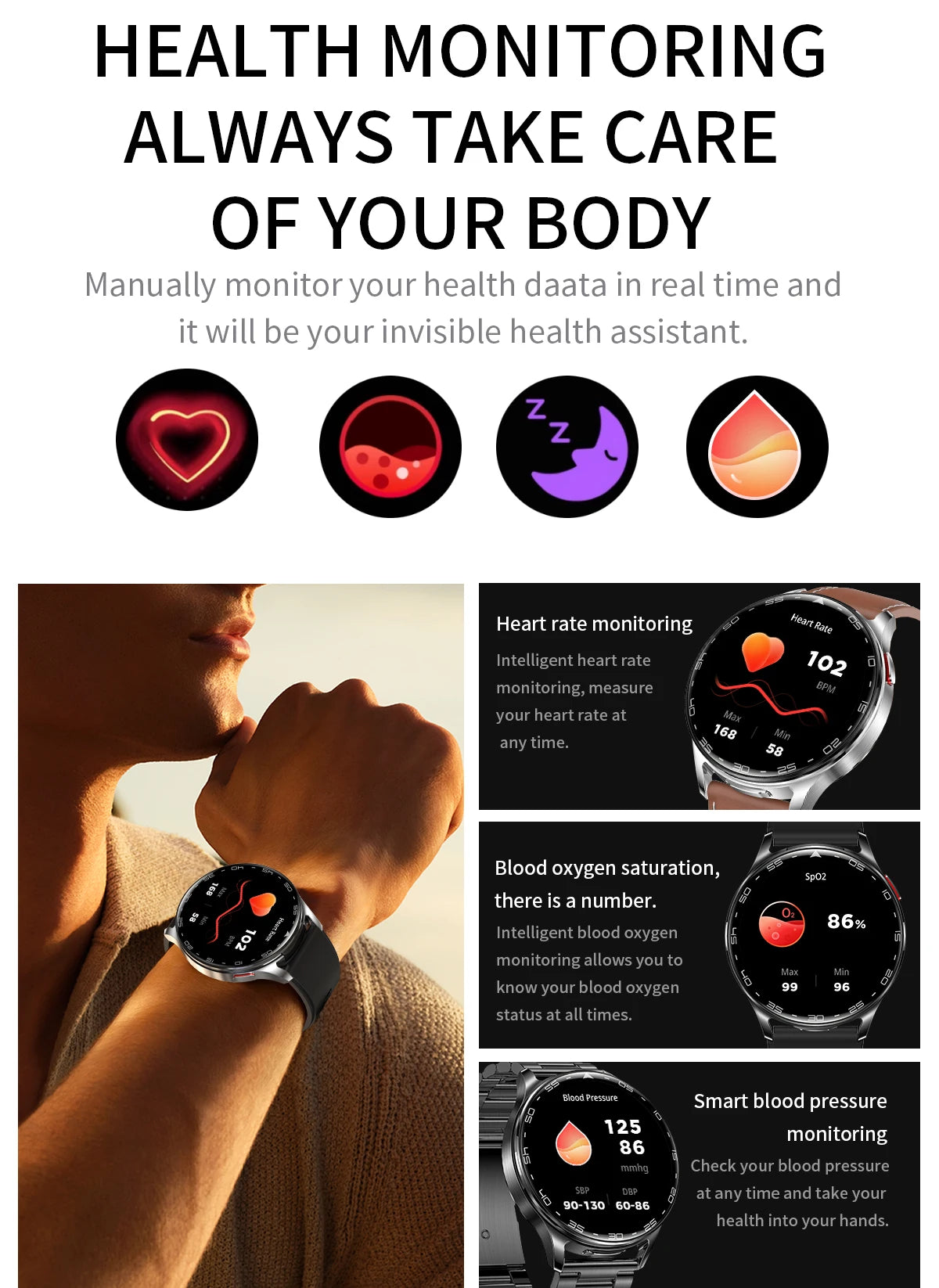 LIGE 2 In 1 TWS Headset Smart Watch 1.39" Women Men Sport Fitness Heart Rate Health Tracker Watches Earphone Music Smartwatch