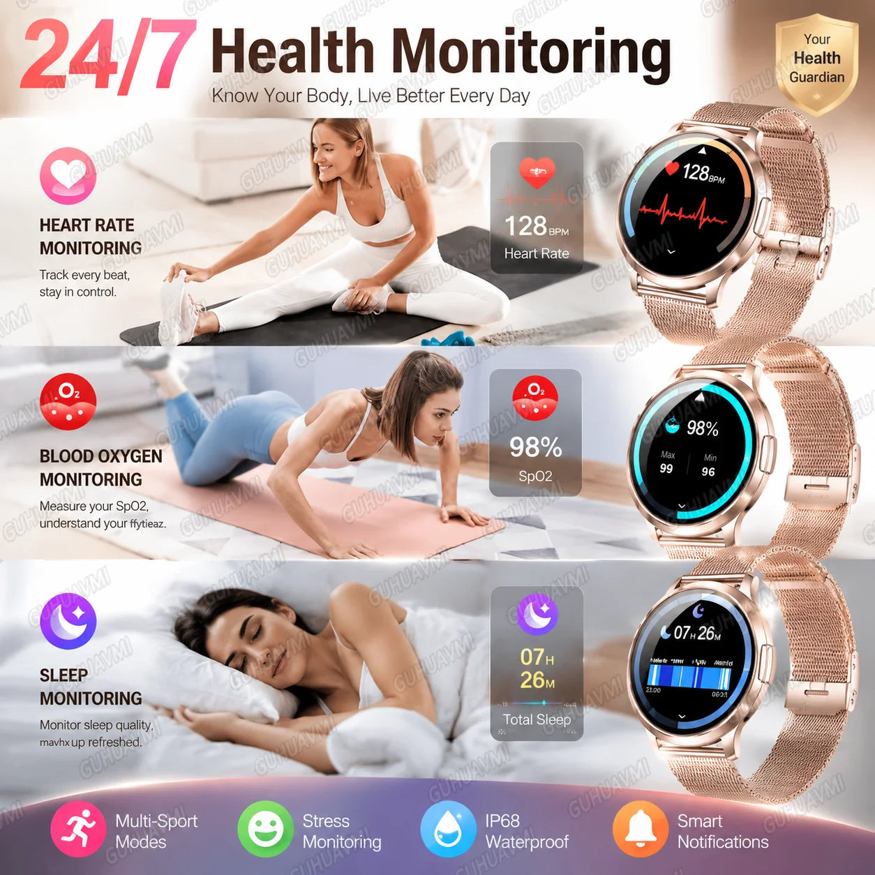 202 6New Smart Watch For Women 466*466 AMOLED Display Voice Call Sport Fitness Health Watches DIY Custom Dial Smartwatch Ladies