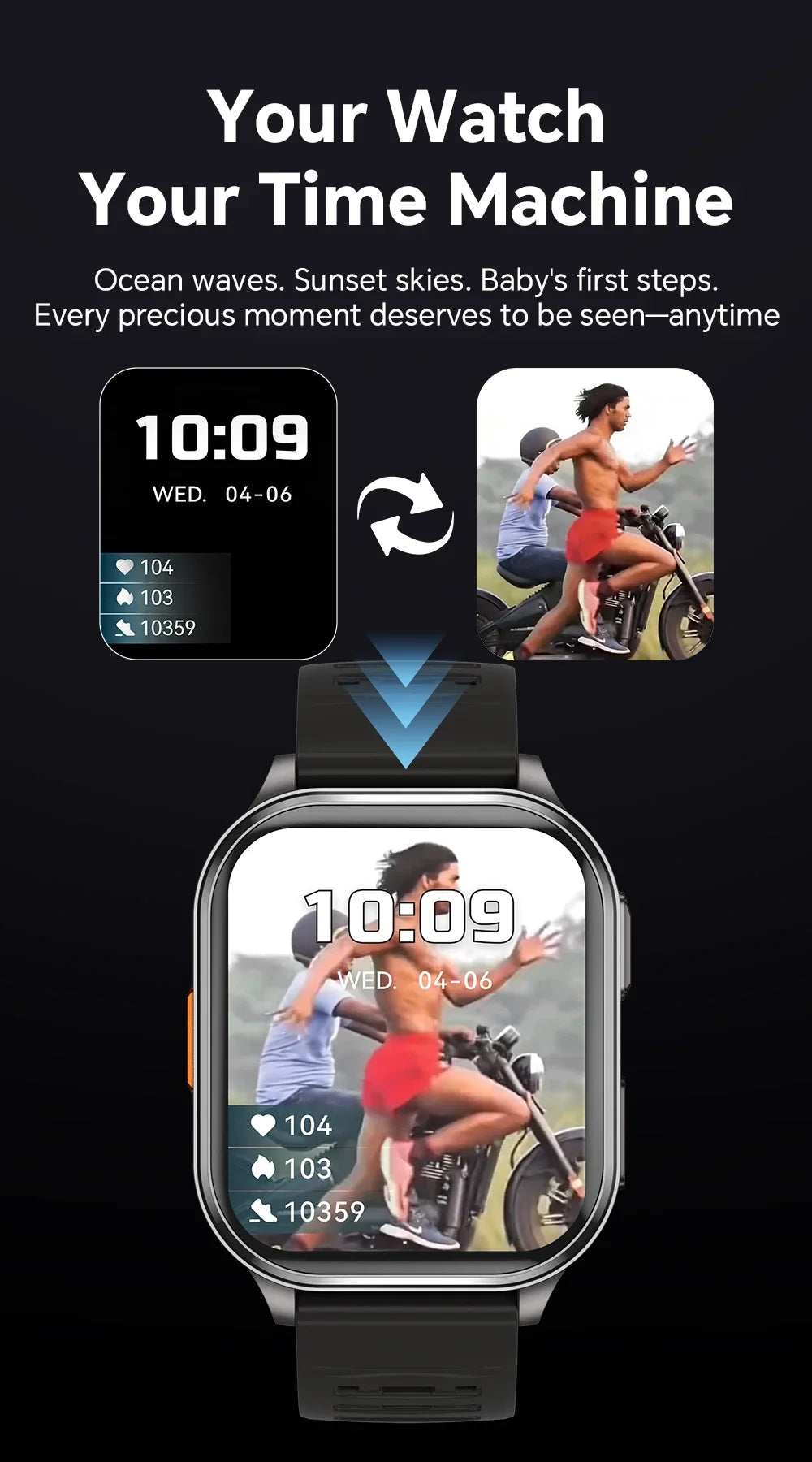 New Smart Watch 2.01" 30W Camera LED Torch 256MB Memory 670mAh Waterproof Health Monitoring 100+ Sports Mode BT Call Smart Watch