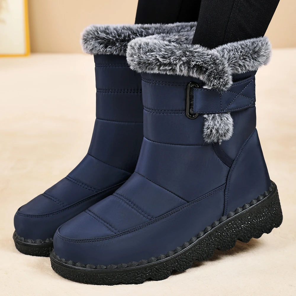 Fashionable New Comfortable Wear-resistant and Non Slip Women's Boots Winter Elegant Solid Color Sexy Warm Snow Boots