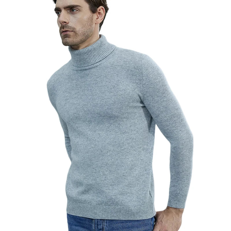 Men Knitted Sweaters Cashmere Sweater 100% Merino Wool Turtleneck Long-Sleeve Thick Pullover Winter Autumn Male Jumpers Clothing