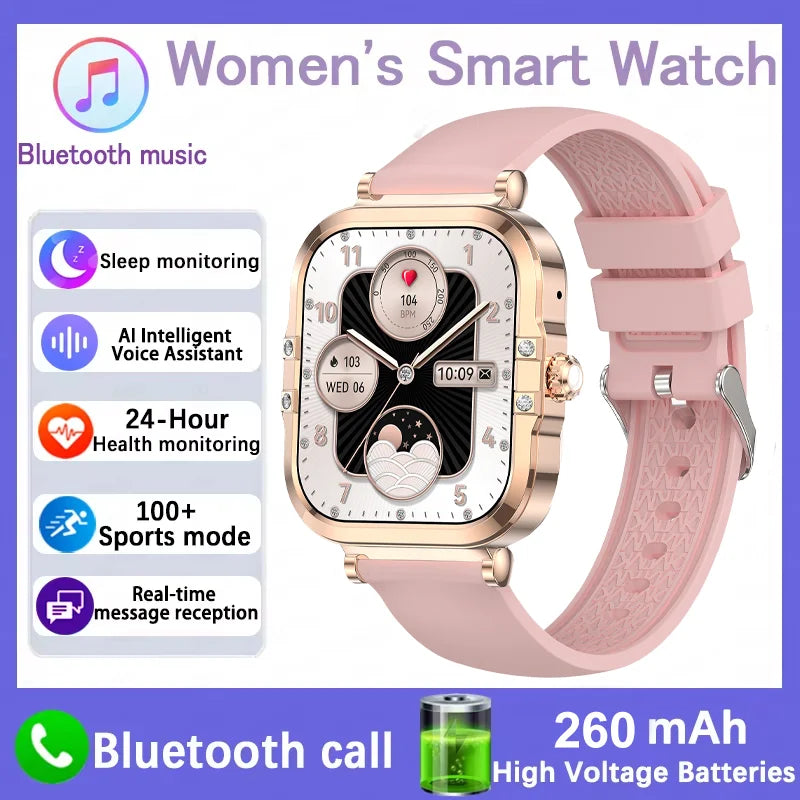 2026 best-selling women's smart watch, 1.75in, AMOLED HD screen, voice control, NFC, breathing exercises, women's health, SOS