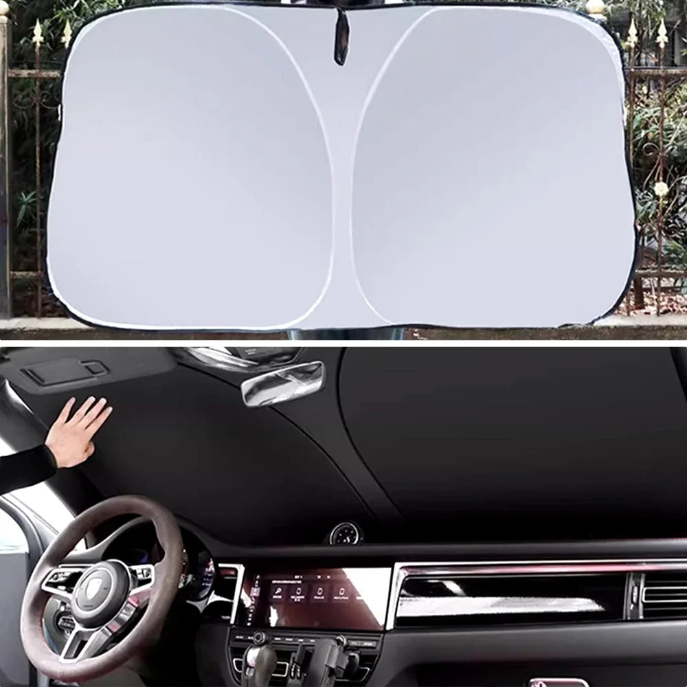Car Sunshade Umbrella for Windshield, Foldable Parasol with 360° Rotating Handle, UV Protection Sun Shade for Summer