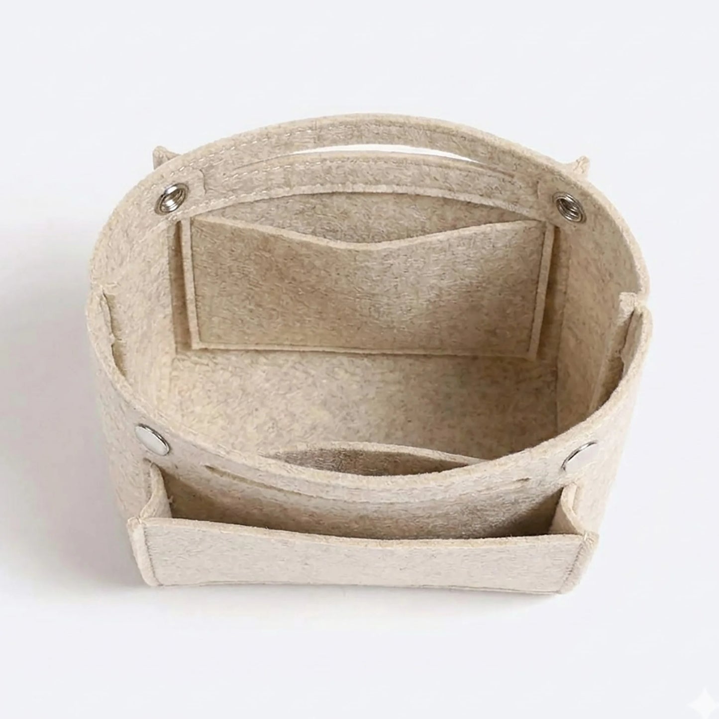 Mini Slim Felt Purse Organizer Insert with Snap Closure, Makeup Bag In Bag Shaper with Multi-Pockets for Handbag & Tote