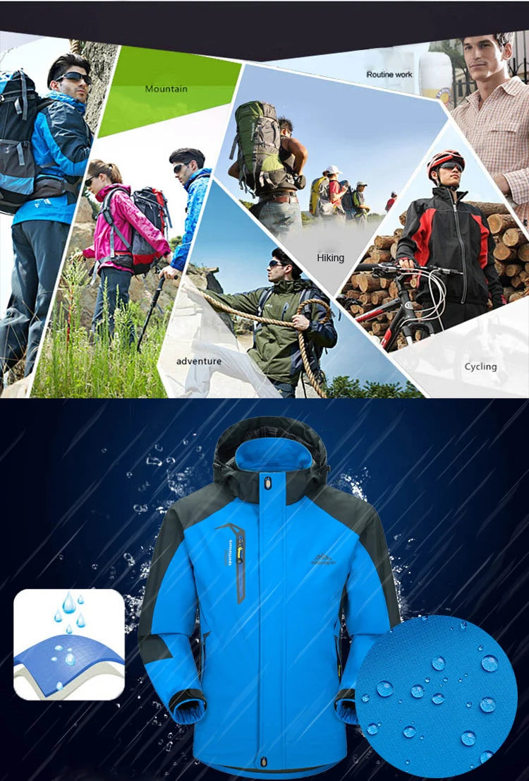Trekking Outdoor Jackets for Men Autumn Classic Waterproof Rain Coats Hooded Camping Man's Rainwear Hiking Jacket and Pants