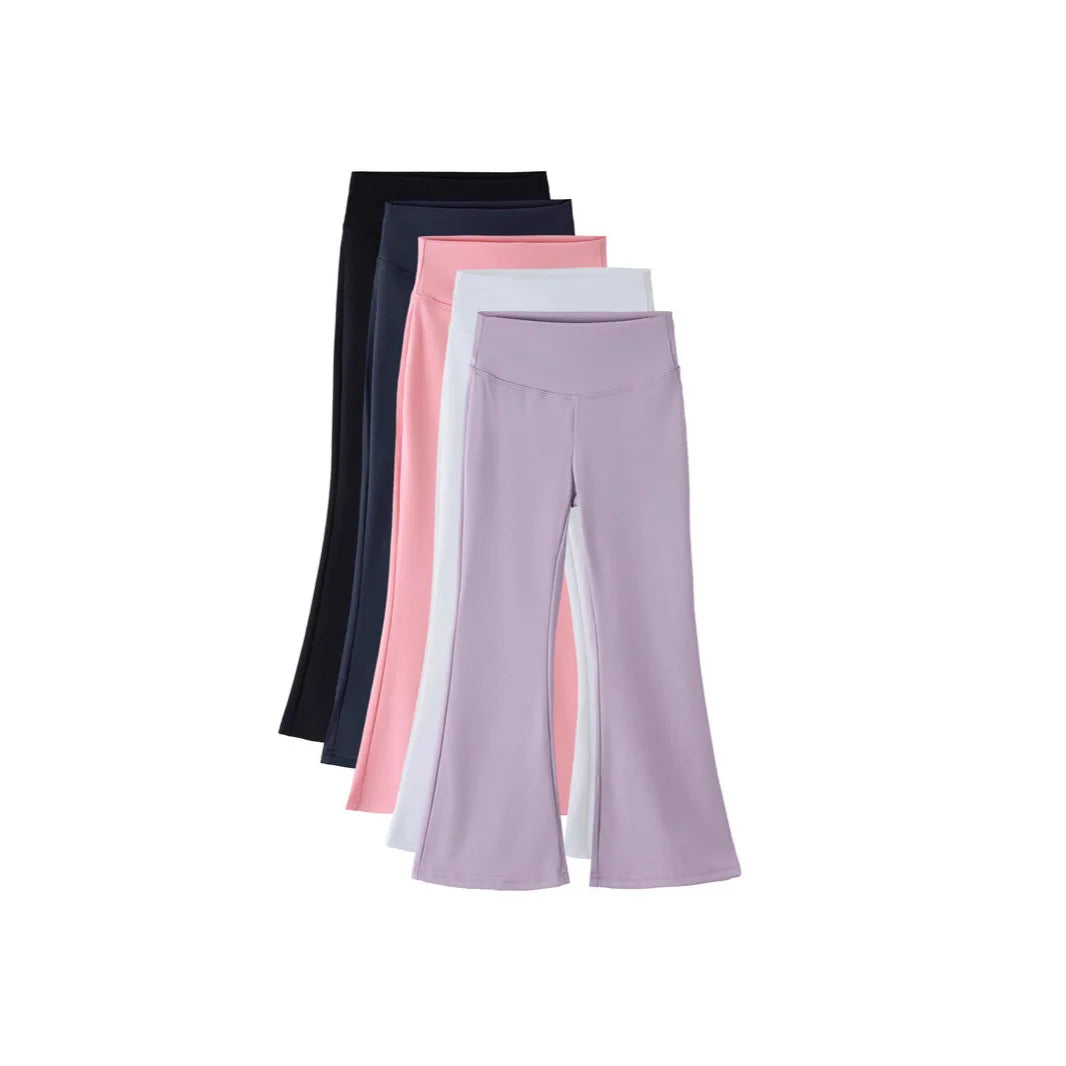 Girls Yoga Leggings Flared Pants High Waist Teenagers Stretch Elastic Waistband Kids Sportswear Trousers Autumn Spring