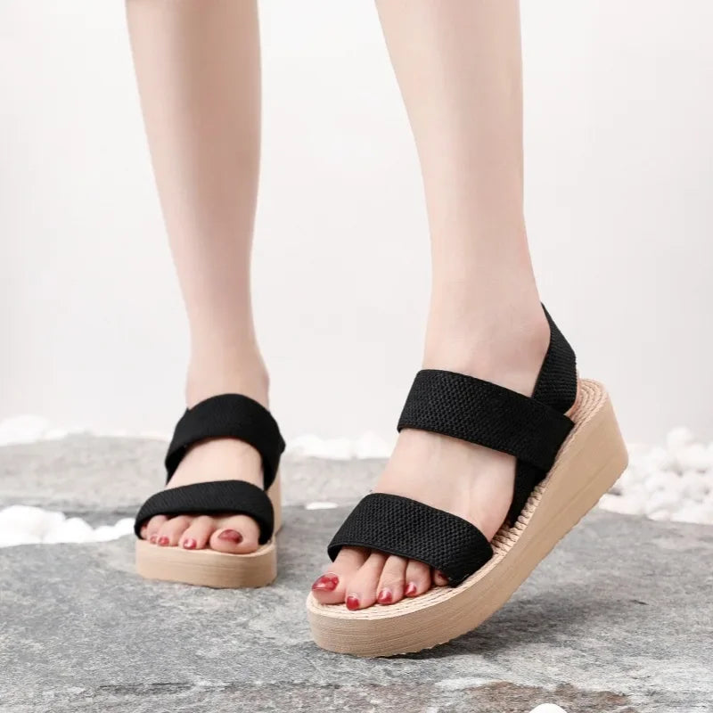 Minimalist Slingback Wedge Sandals Outdoor Summer Lightweight Slides Solid Color Thick Bottom Ladies Shoes Female Sandals