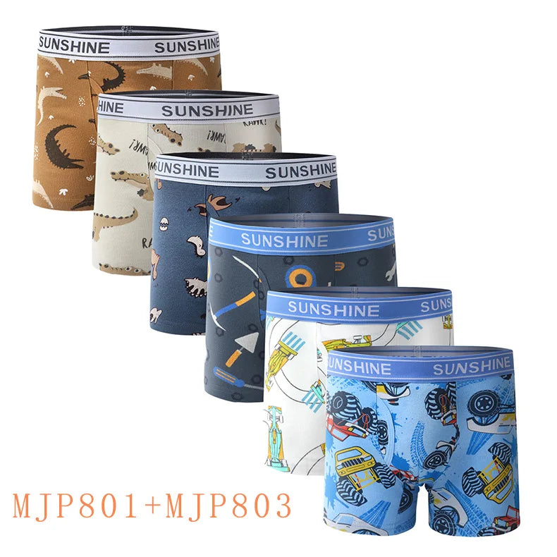 Baby Toddler Boys' Underwear,  100% Cotton Kids Underwear, Little Boys Briefs Soft Dinosaur Boxer Briefs(Pack of 6)