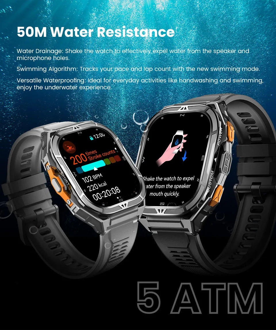 2026 GPS Smart Watch for Men Rugged Outdoor Duan Band Accurate Sports Tracking 7/24 Health Monitoring 1.96" AMOLED Display