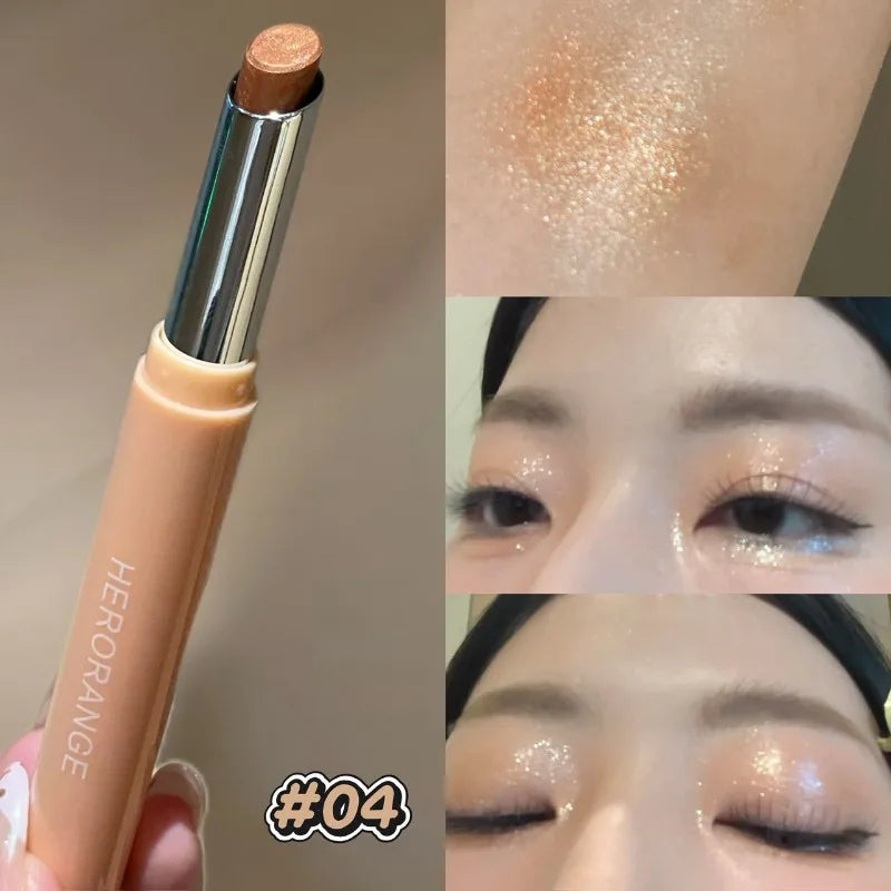 Punk Purple Metallic Eyeshadow Stick Waterproof Lasting Pearlescent Glitter Eye Shadow Highlight Eyeshadow Fine Shiny Eye Makeup