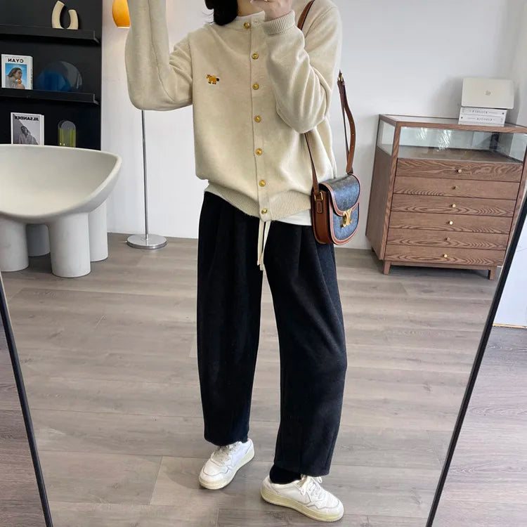 Long-sleeved Cashmere cardigan women sweater cashmere knitted  O-neck Cashmere cardigan sweater coat  Autumn and Winter