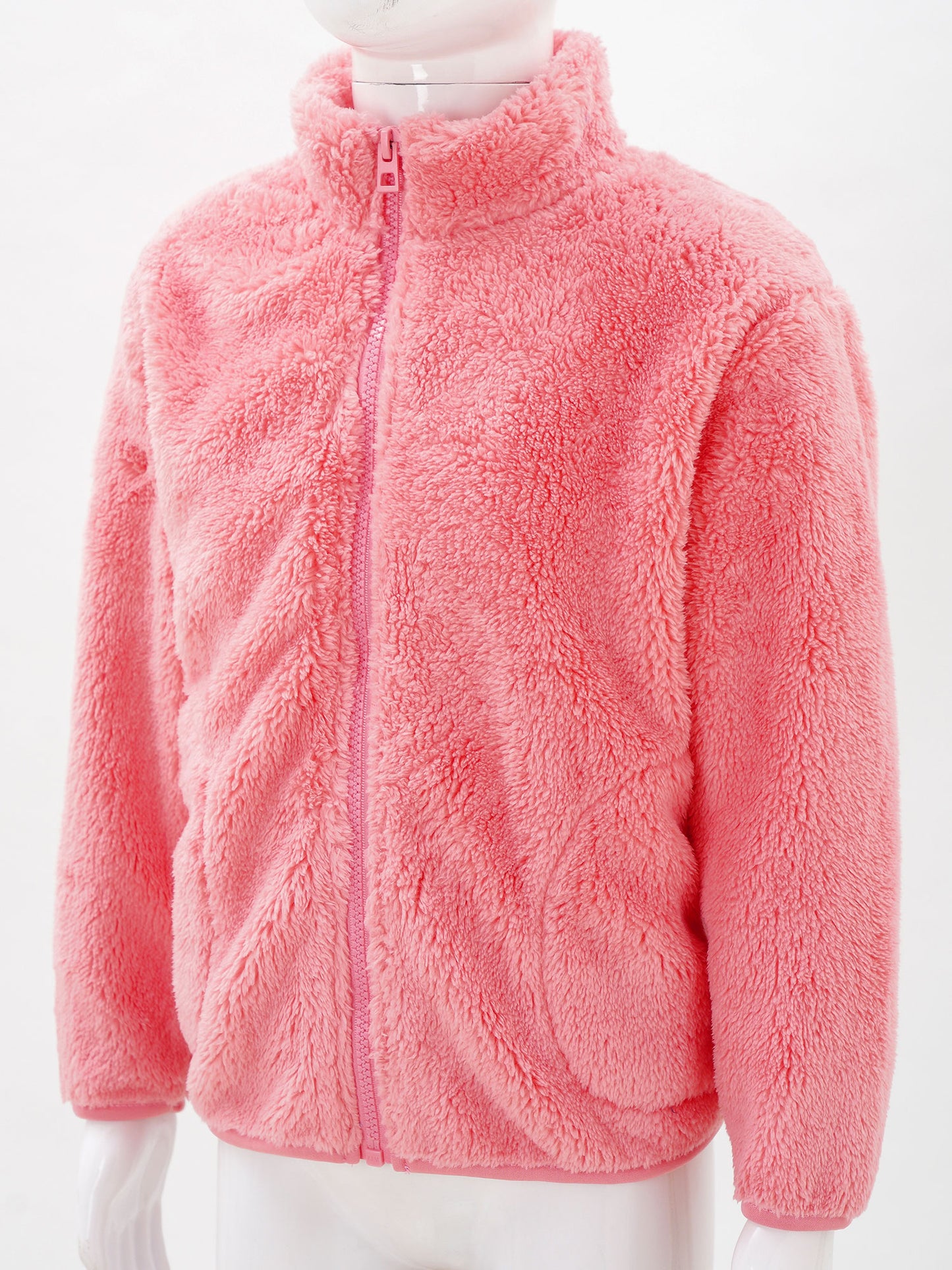 Girls Boys Warm Fleece Jacket Coat Full-Zip Turtleneck Tops with Pocket Fall Winter Outerwear for 2 Years-12 Years