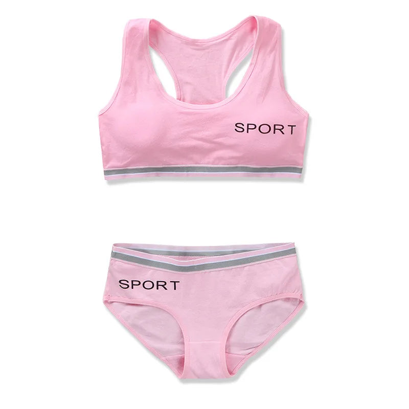 Conjunto de sujetador deportivo inalámbrico para adolescentes y niñas, ropa interior para gimnasio, pubertad, entrenamiento