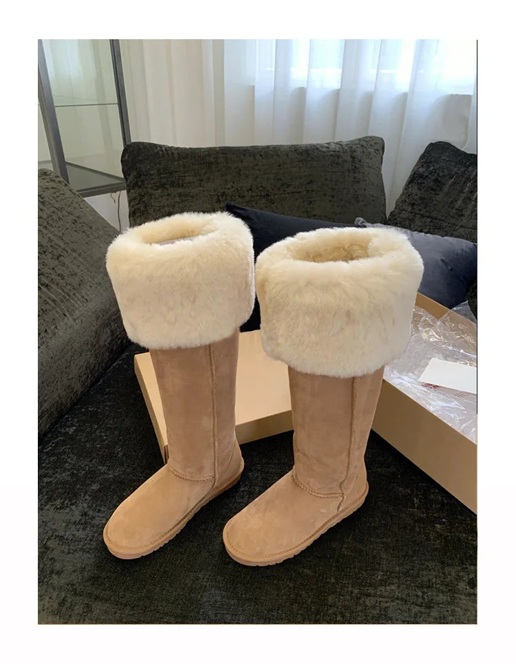 Mid Calf Boots Women Sexy High Heels Comfortable Slip-on Women Boots Fasion Pointed Toe Women Shoes Winter Warm Fur Black Boots