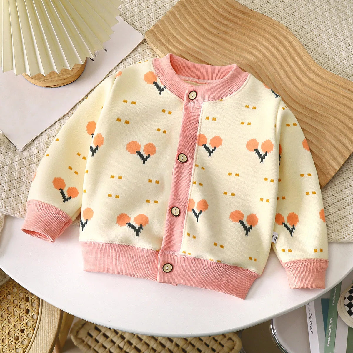 Children Knit Cardigan Toddler Baby Boys Girls Cartoon Button‑up Long Sleeve Knitted Sweater Coat Kids Fall Winter Outer Clothes