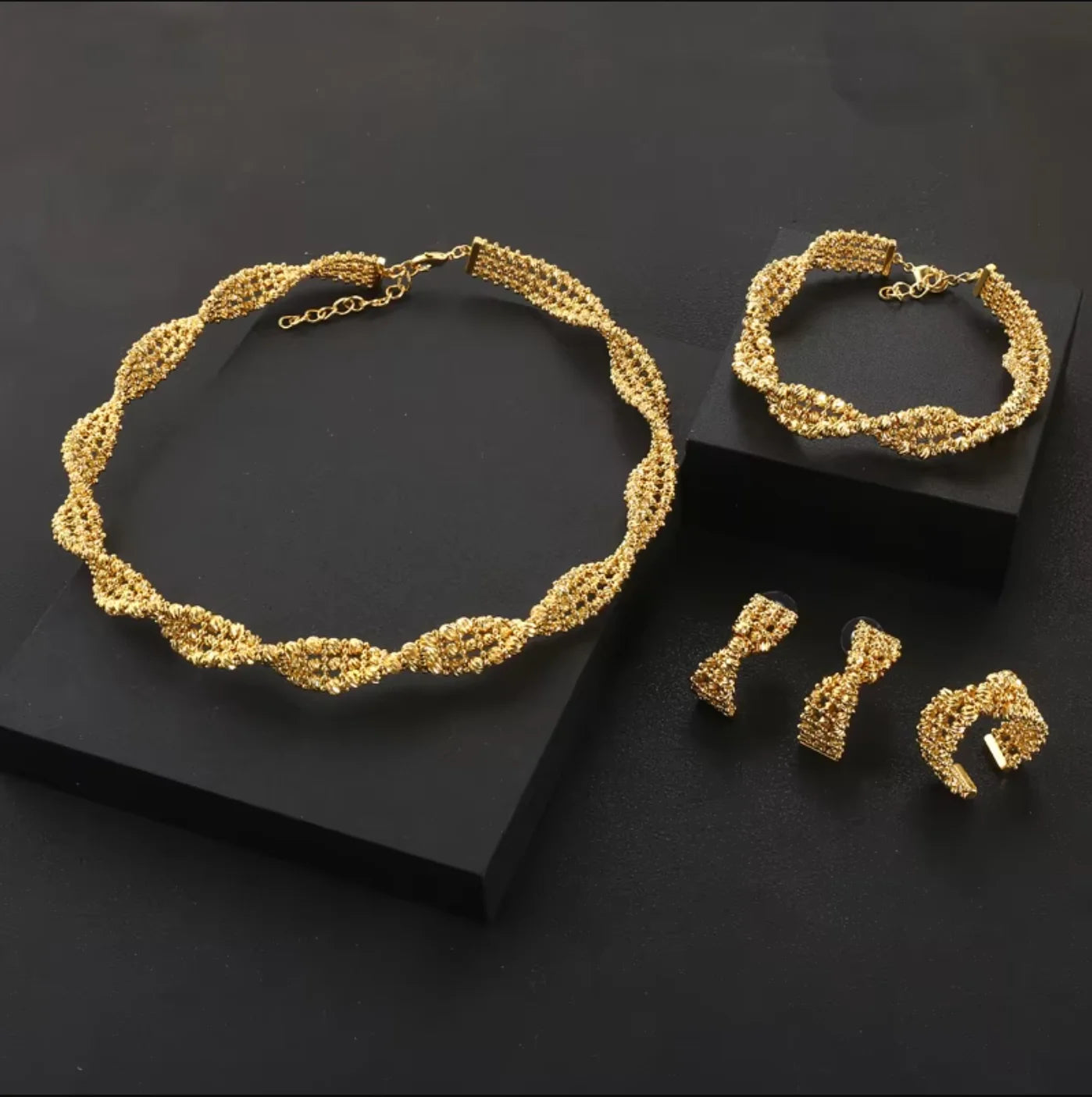 Janekelly 4pcs Bridal Zirconia Full Jewelry Sets For Women Party, Luxury Dubai Nigeria CZ Crystal Wedding Jewelry Sets