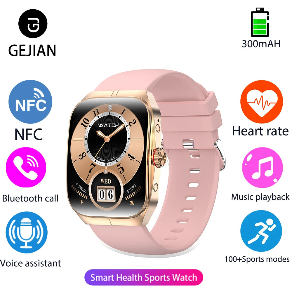 Smart Watch 1.95''AMOLED Curved Display BT Call NFCHeart Rate Monitor Multi-Sport Modes Fitness Tracker Smartwatch for Men Women