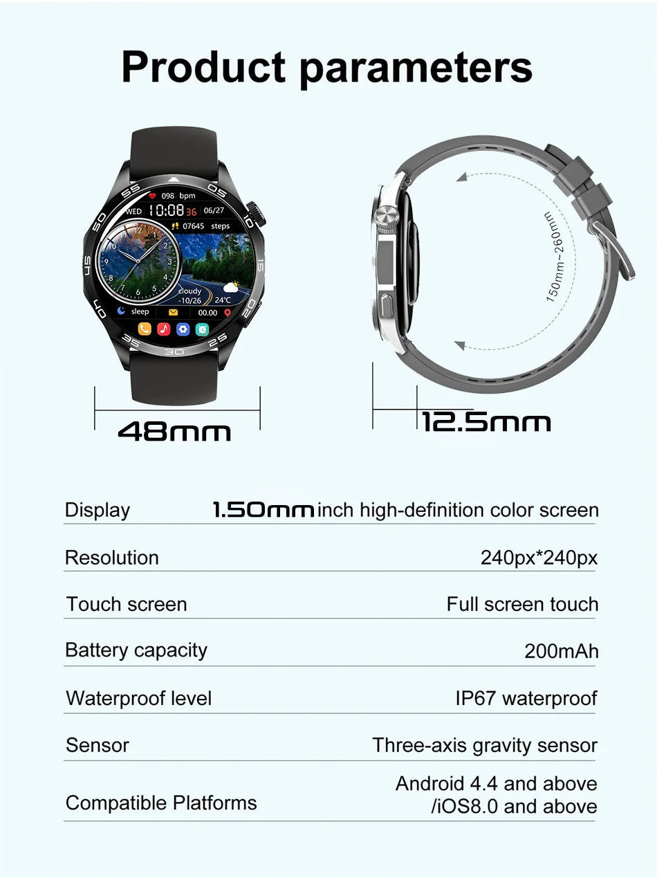 2024 New For Huawei Smart Watch Men Watch 4 Pro+ 1.50 Inch HD Screen Bluetooth Call Health Monitoring Smartwatch New Watch GT4