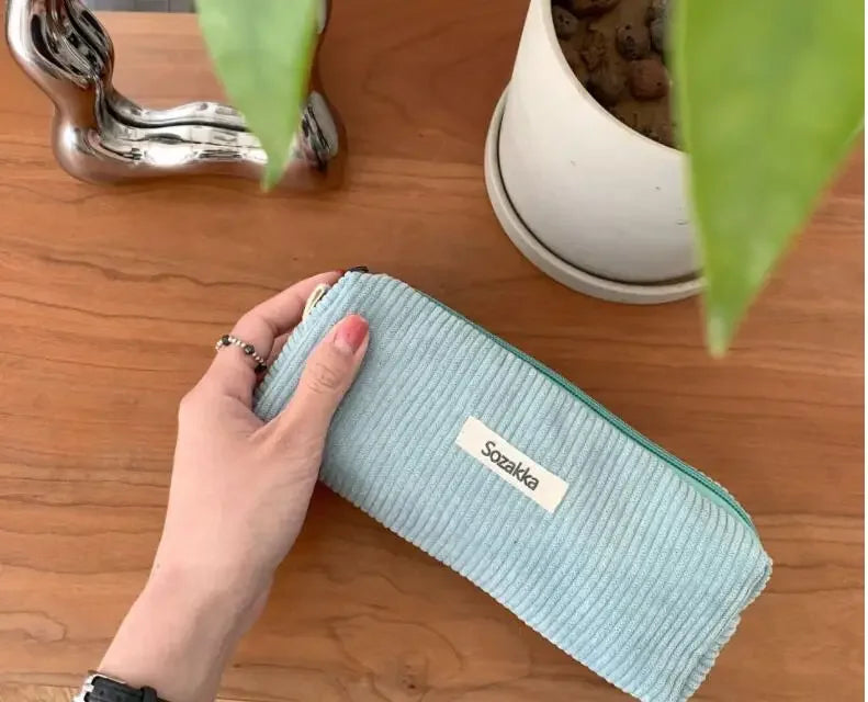 Soft Large Cosmetic Bags Women Neceser Makeup Toiletry Bag Fashion Travel Make Up Bag Corduroy Brush Pencil Organizer Case