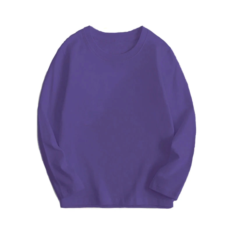 Boys Girls 100% Cotton T-shirts Solid Color Casual Tees for Teenage Children Spring Autumn Underwear Girl Clothes Kid Daily Tops