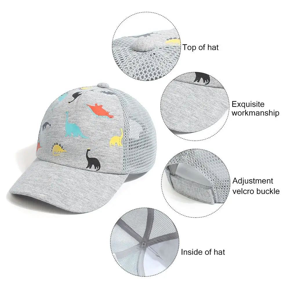 Dinosaur Printed Toddler Baseball Hat Kids Sun Hat Sun Hat Adjustable Quick Drying Age 0-5Y Boys Girls