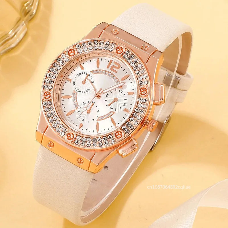 Flower Bracelet Watches Set Luxury Rhinestone Women Fashion Elegant Wristwatch Quartz Watch for Girl Ladies Clock Reloj Mujer