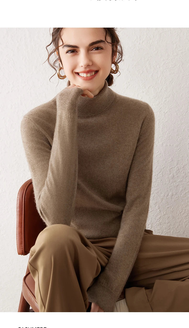Ladies Sweater Cashmere Sweater Women Wool Turtleneck Knitwears 100% Cashmere Tops Long Sleeve Pullovers Jumpers Female Clothing