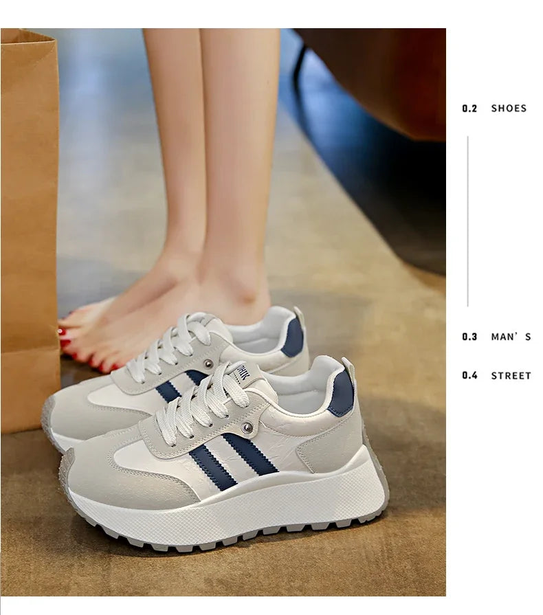 Moipheng Women Shoes Breathable Lace Up Platform Sneakers Lightweight Outdoor Training Sport Shoes Casual Running Sneaker Tenis