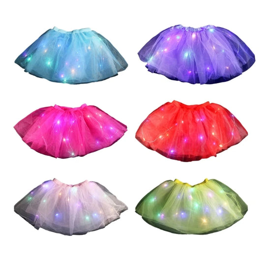 Toddler Girl Skirt with LED Princess Fairy Dress Glowing Tulle Skirt School Play Ballet Skirt for Little Girls